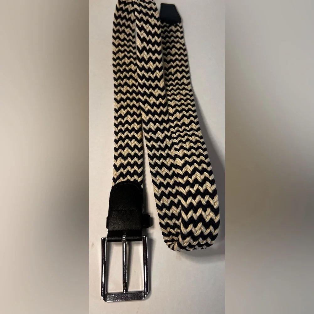 Ghost Golf Belt. Men’s Braided Navy & Cream Belt. Elastic. 43”